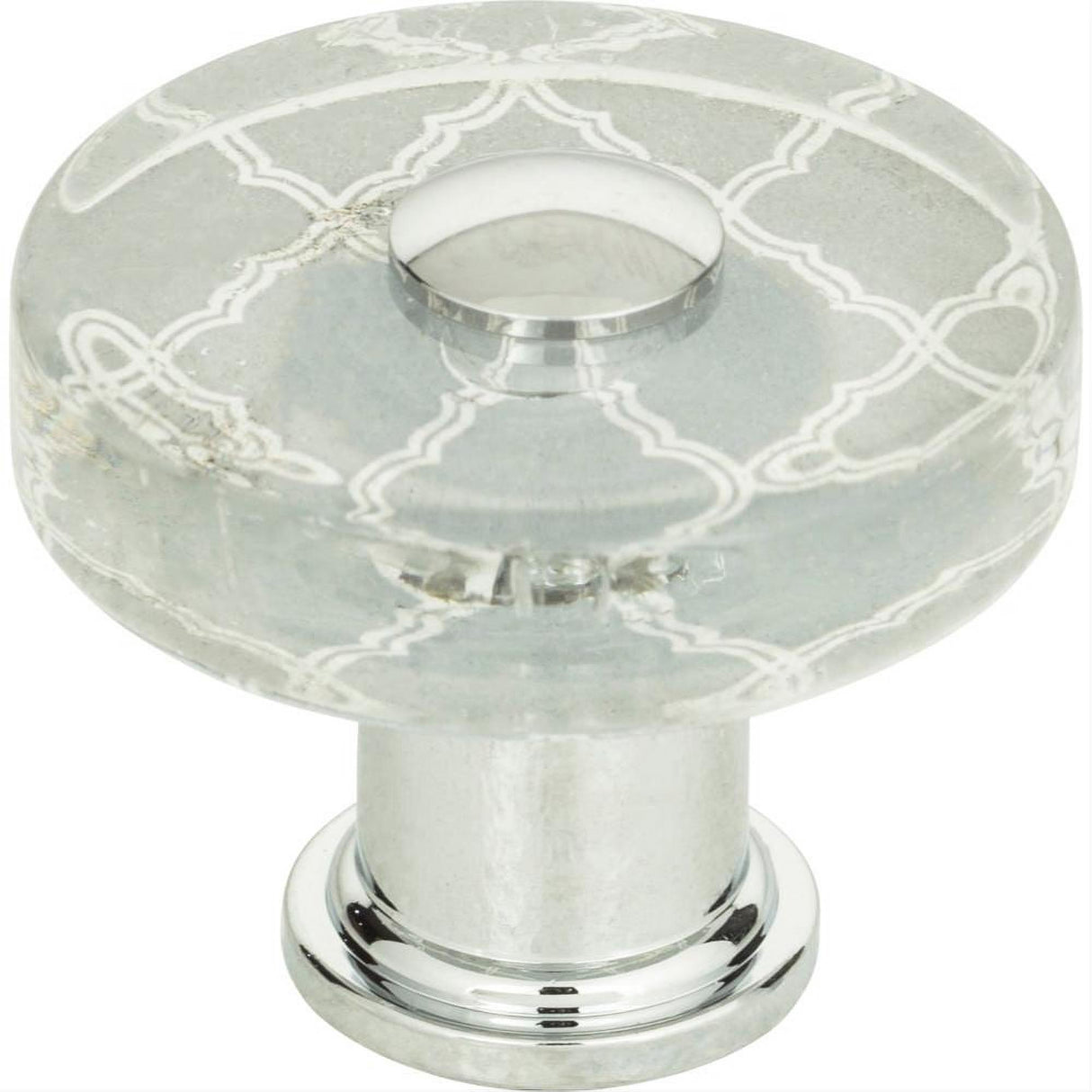 Atlas Homewares 3233-CH Quatrefoil Glass Round Knob 1-1/2" Polished Chrome