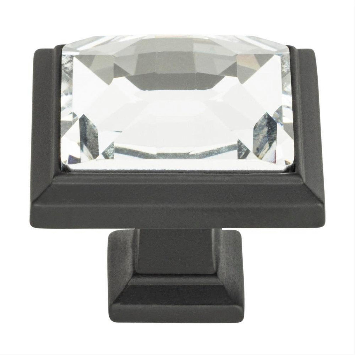 Atlas Homewares 340-BL Legacy Crystal Square Knob 1-5/16" Matte Black