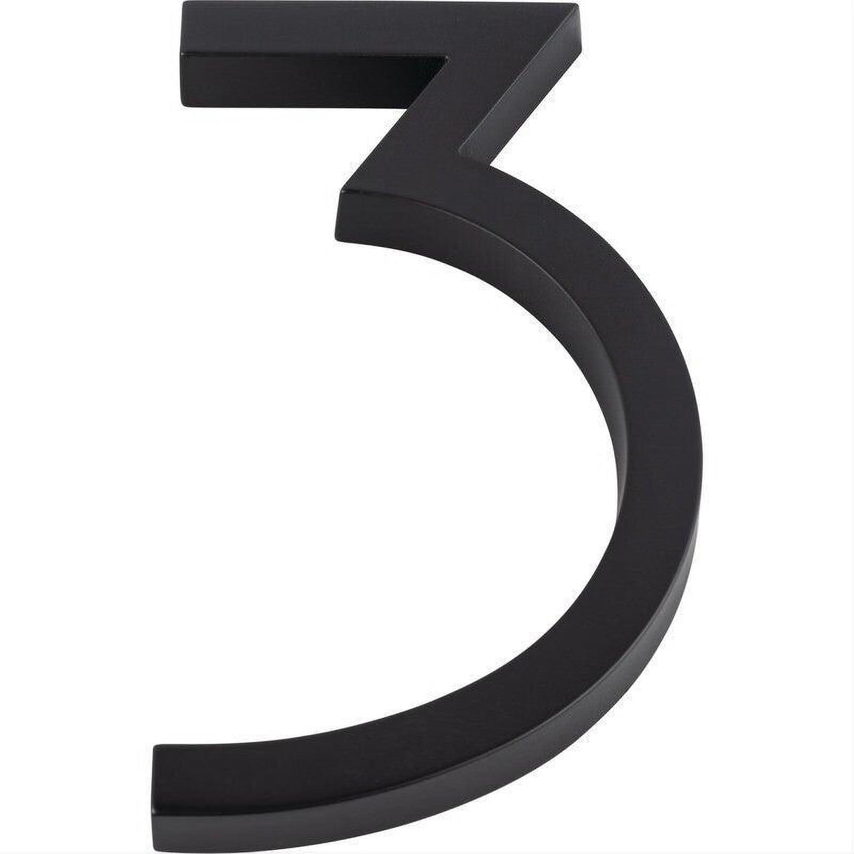Atlas Homewares AVN3-L-BL Modern Avalon 6" House Number 3 Matte Black