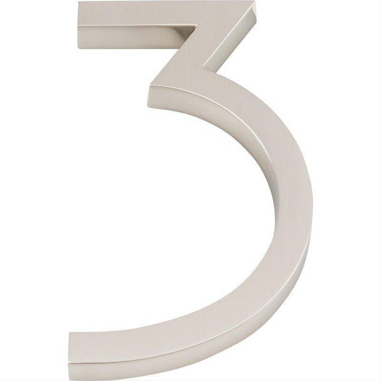 Atlas Homewares AVN3-L-BRN Modern Avalon 6" House Number 3 Brushed Nickel