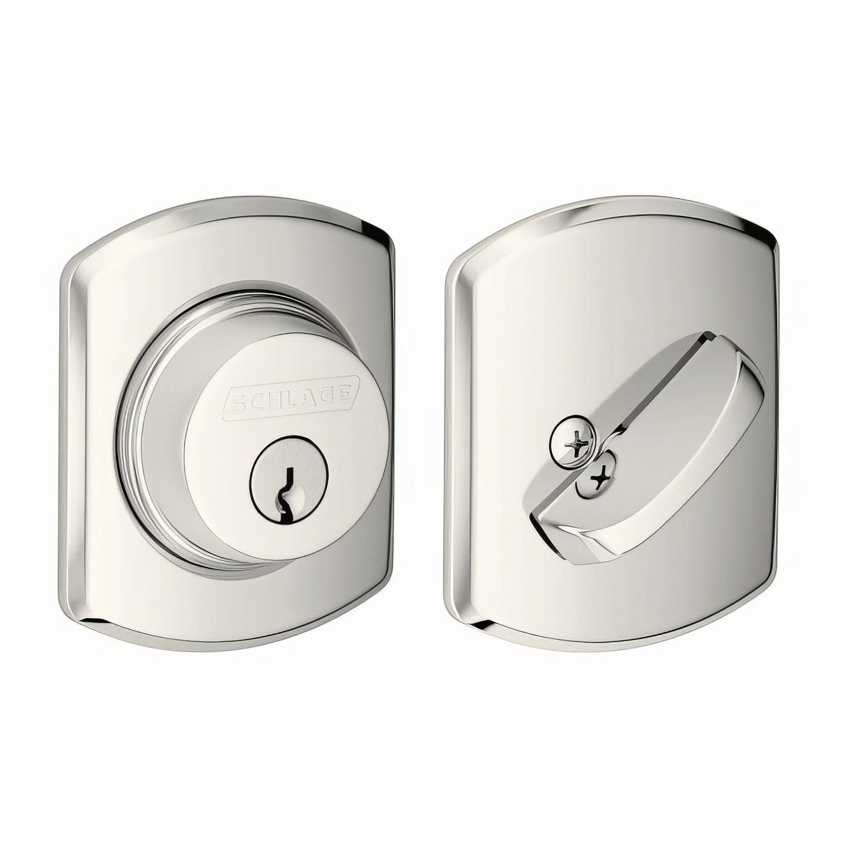 Schlage B60GRW618 bright nickel single cylinder deadbolt