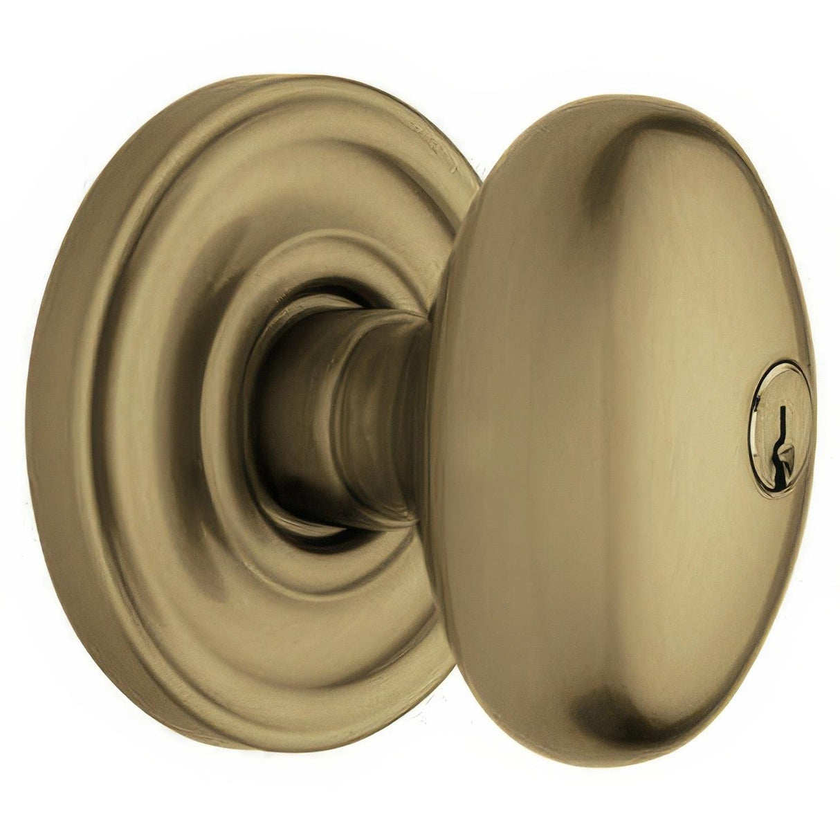 Baldwin 5225033ENTR 5225.ENTR Egg Style Keyed Knobset Vintage Brass