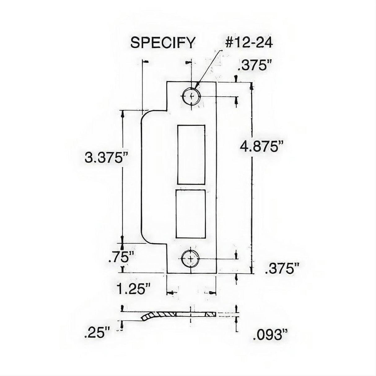 Baldwin 6339031L158 6339.L158 Left Hand Extended lip for 1-1/2" 2" 2-1/2" Backset Latch and Deadbolt Non Lacquered Brass