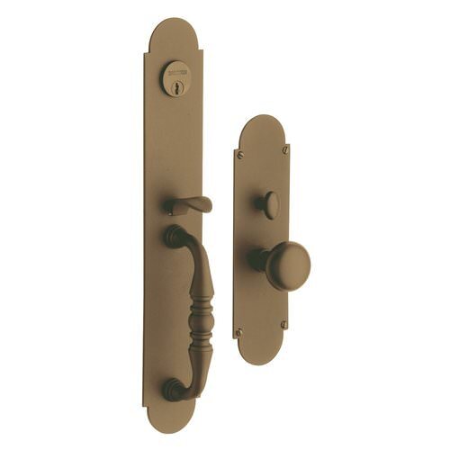Baldwin 6543050FD satin brass and black handleset trim pack