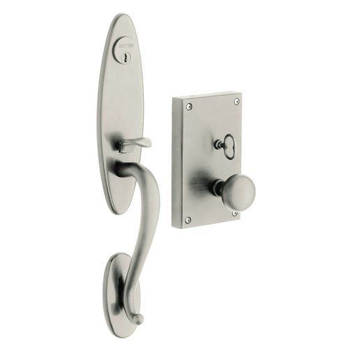 Baldwin 6549060RENT 6549.RENT Williamsburg Right Hand Single Cylinder Mortise Handleset Trim Set Satin Brass and Brown
