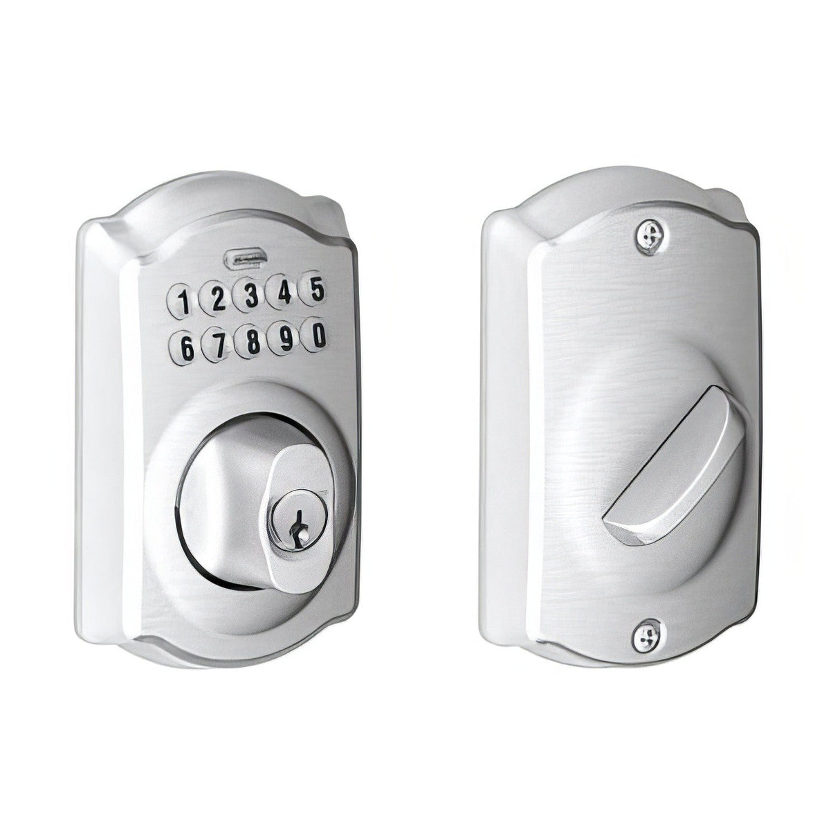 Schlage BE365CAM626 satin chrome keypad electronic deadbolt