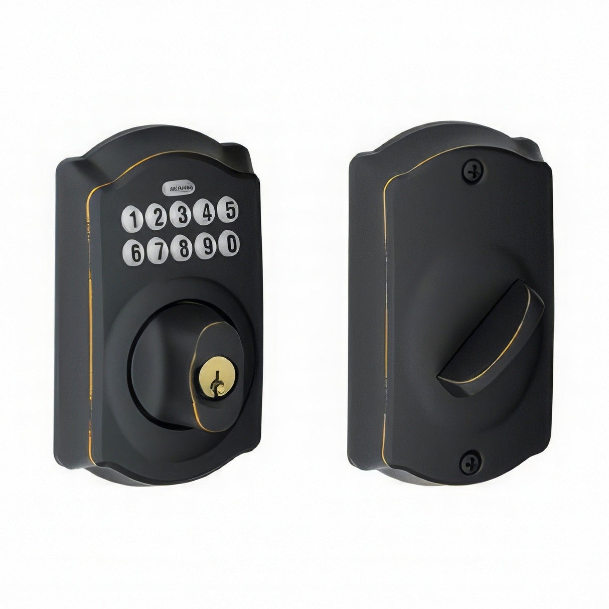 Schlage BE365CAM716 aged bronze keypad electronic deadbolt
