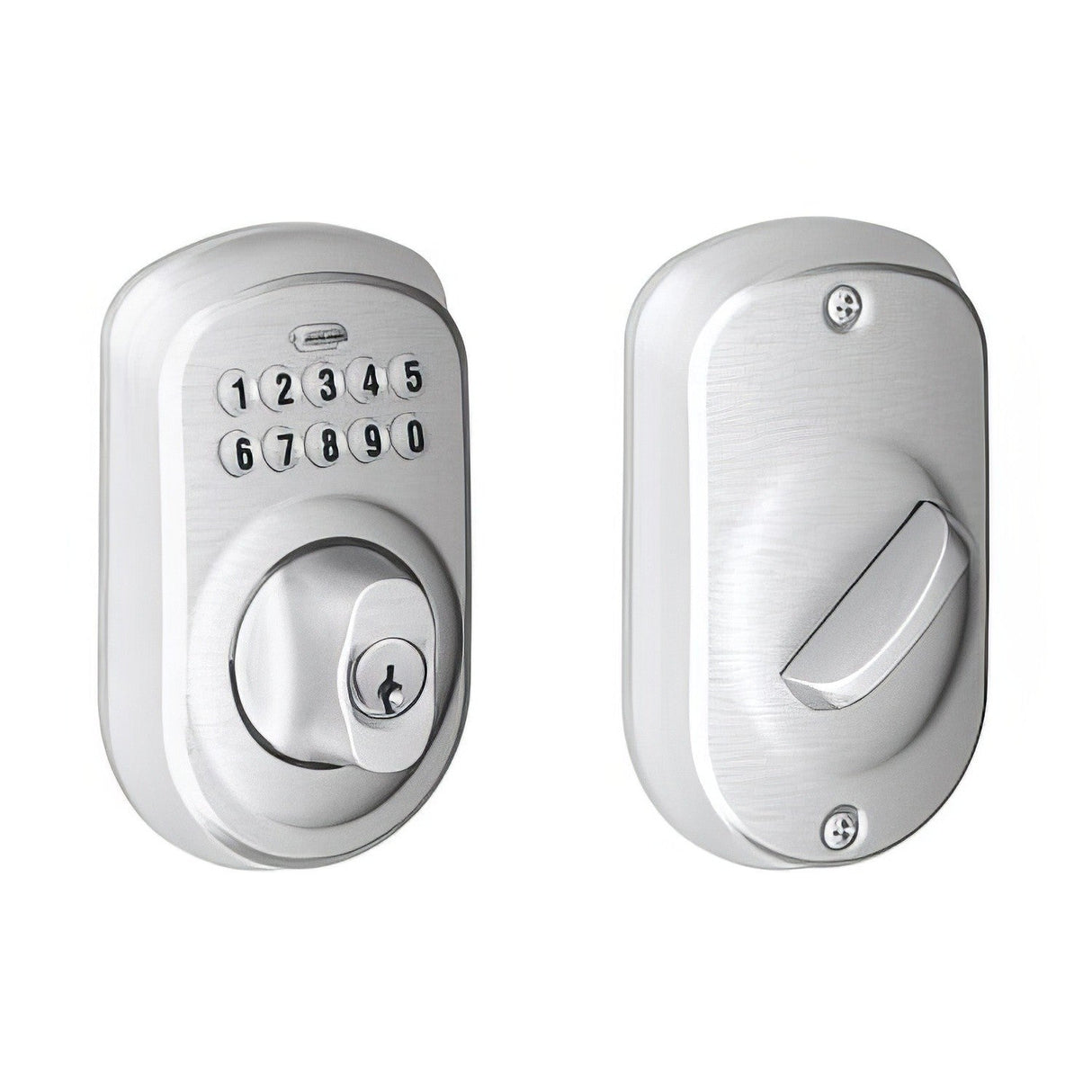Schlage BE365PLY626 satin chrome keypad electronic deadbolt