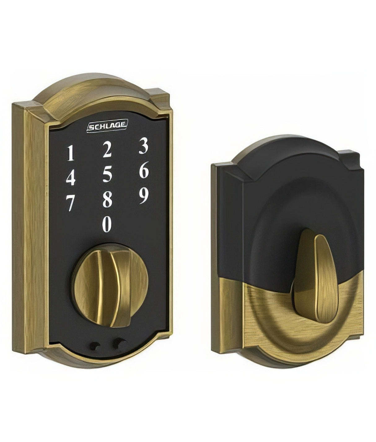Schlage BE375CAM609 antique brass keyless deadbolt