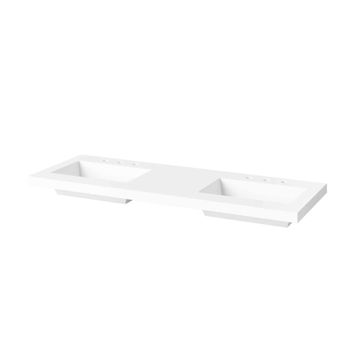 Jeffrey Alexander Katara 60" Natural Oak Double Sink Bathroom Vanity with White Resin Top - 8 in. Widespread Faucet Top product image 4