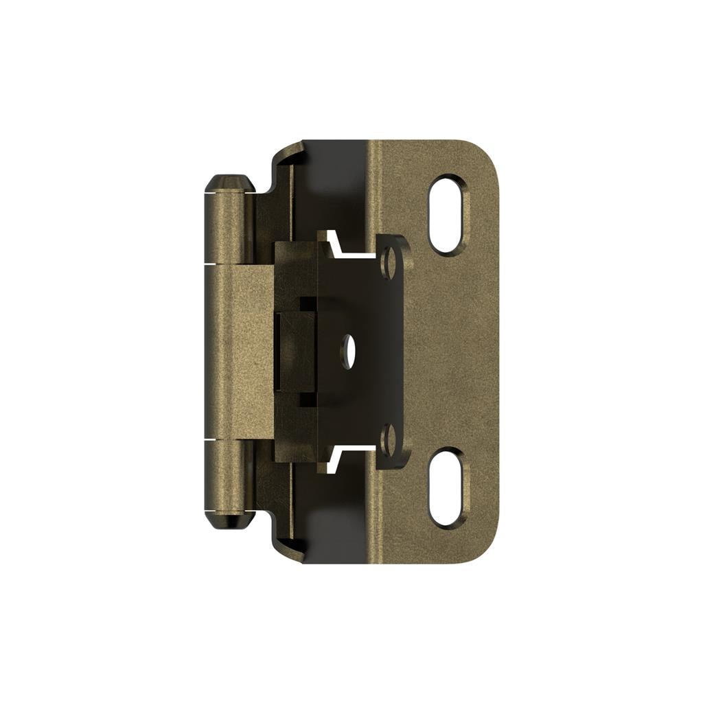 Amerock BPR7550BB 1/2 inch (13mm) Overlay Self Closing Partial Wrap Burnished Brass Cabinet Hinge - 1 Pair