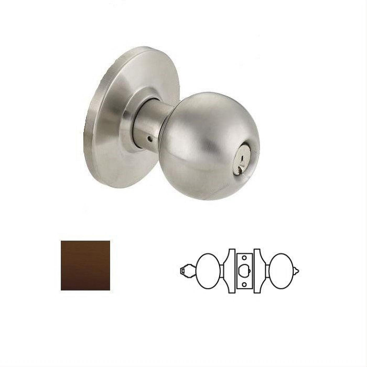 Cal-Royal BA00-10B-ULSLD238-KD Grade 2 Keyed Entry Door Knob 2-3/8" Backset Oil Rubbed Dark Bronze