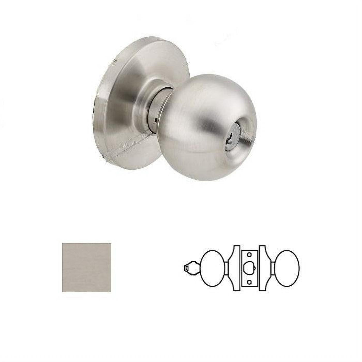 Cal-Royal GRB03-32D Grade 1 Classroom Knob Lockset with 2-3/4" Backset Satin Stainless Steel