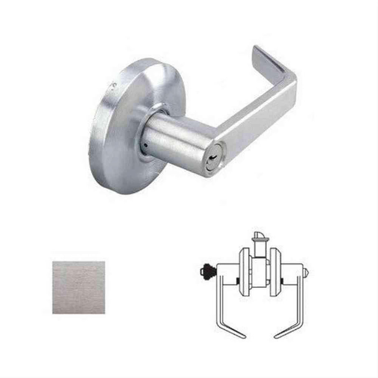 Cal-Royal ICSL00-26D-2-3/8-2-3/8 Grade 2 SFIC Entry Door Lever Lockset with 2-3/8" Backset Less Core Satin Chrome