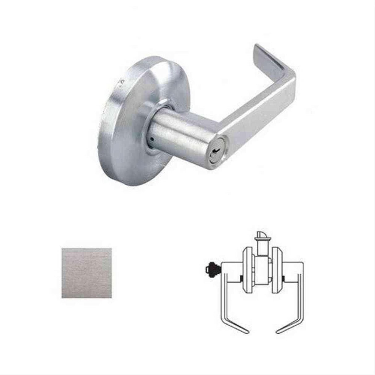 Cal-Royal ICSL05-26D-2-3/8 Grade 2 SFIC Storeroom Door Lever Lockset with 2-3/8" Backset Less Core Satin Chrome