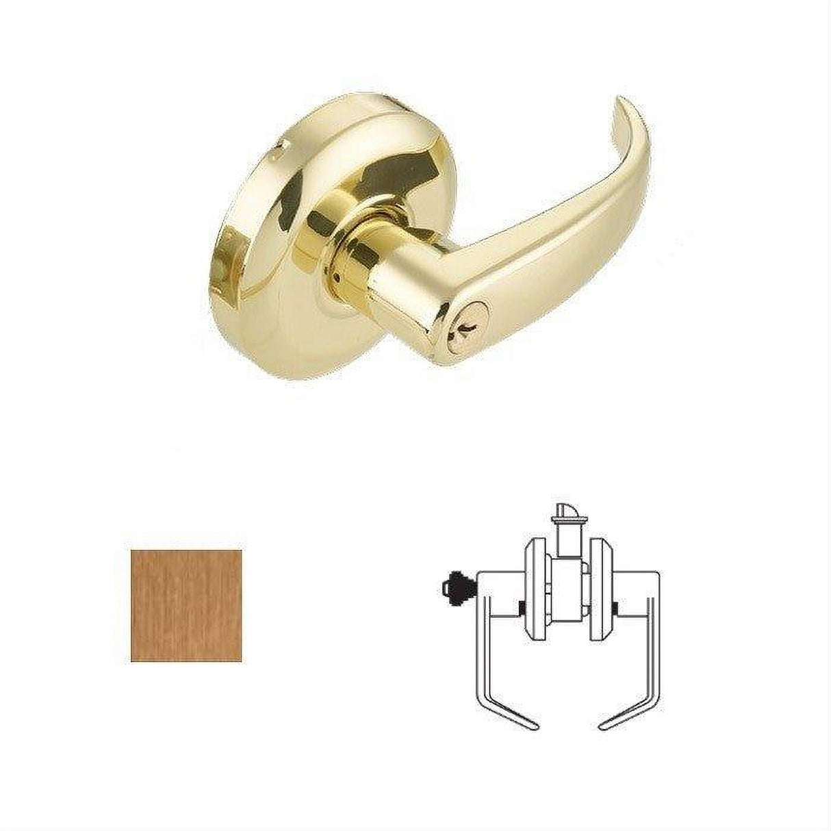 Cal-Royal RL05-10 Grade 2 Keyed Storeroom Door Lever Lockset with 2-3/4" Backset Satin Bronze