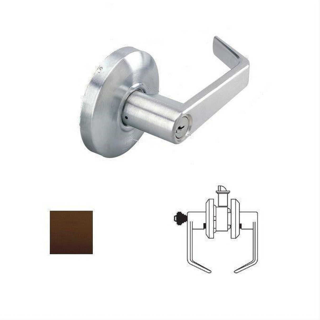 Cal-Royal SL03-10B Grade 2 Keyed Classroom Door Lever Lockset with 2-3/4" Backset Oil Rubbed Dark Bronze