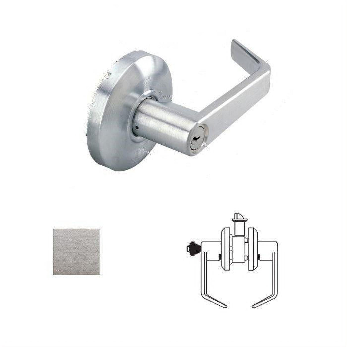 Cal-Royal SL05-26D Grade 2 Keyed Storeroom Door Lever Lockset with 2-3/4" Backset Satin Chrome