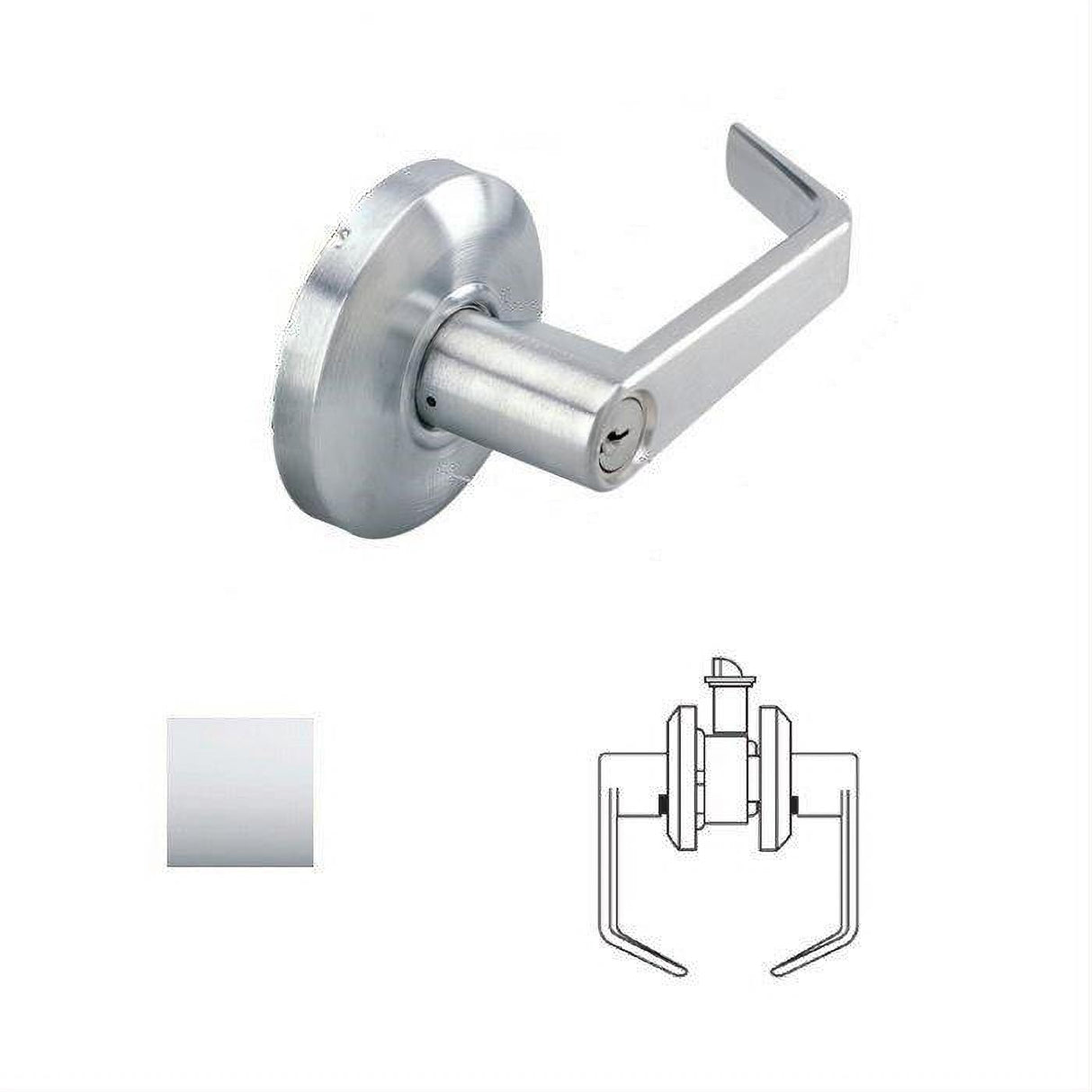 Cal-Royal SL30-26 Grade 2 Passage Door Lever Lockset with 2-3/4" Backset Bright Polished Chrome