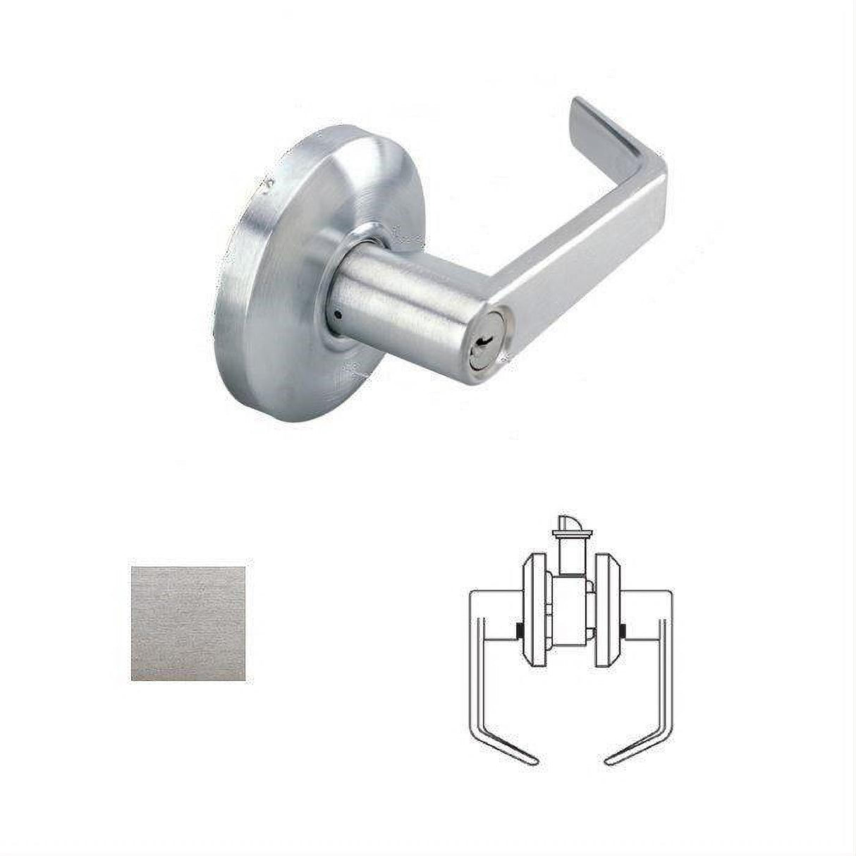 Cal-Royal SL30-26D Grade 2 Passage Door Lever Lockset with 2-3/4" Backset Satin Chrome