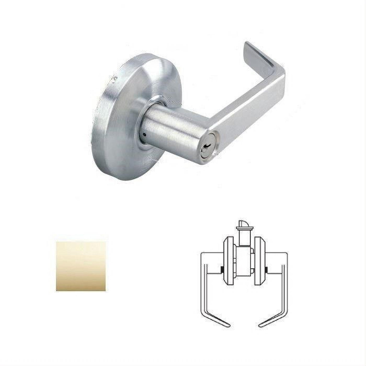 Cal-Royal SL30-3 Grade 2 Passage Door Lever Lockset with 2-3/4" Backset Bright Polished Brass