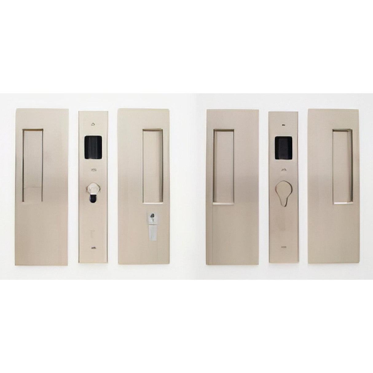 Cavilock CL400D0352 1 3/8" Double Door Snib/Key Key Locking Lock Set Pocket Door Lock Satin Nickel