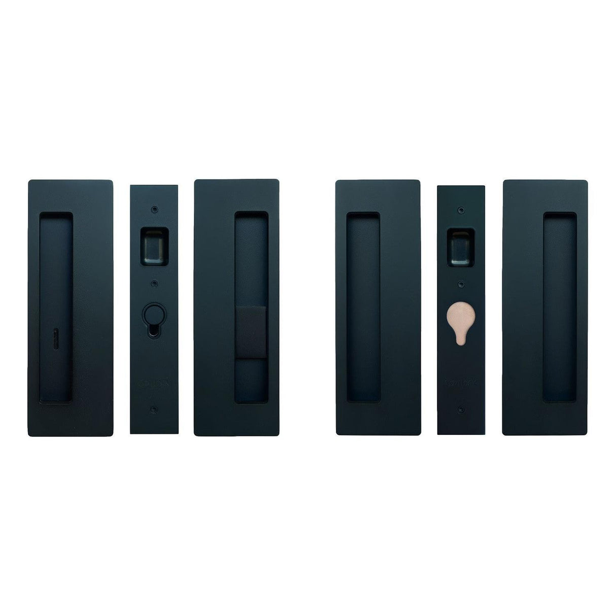 Cavilock CL400D0443 1 3/4" Double Door Emergency/Snib Privacy Lock Set Pocket Door Lock Matte Black