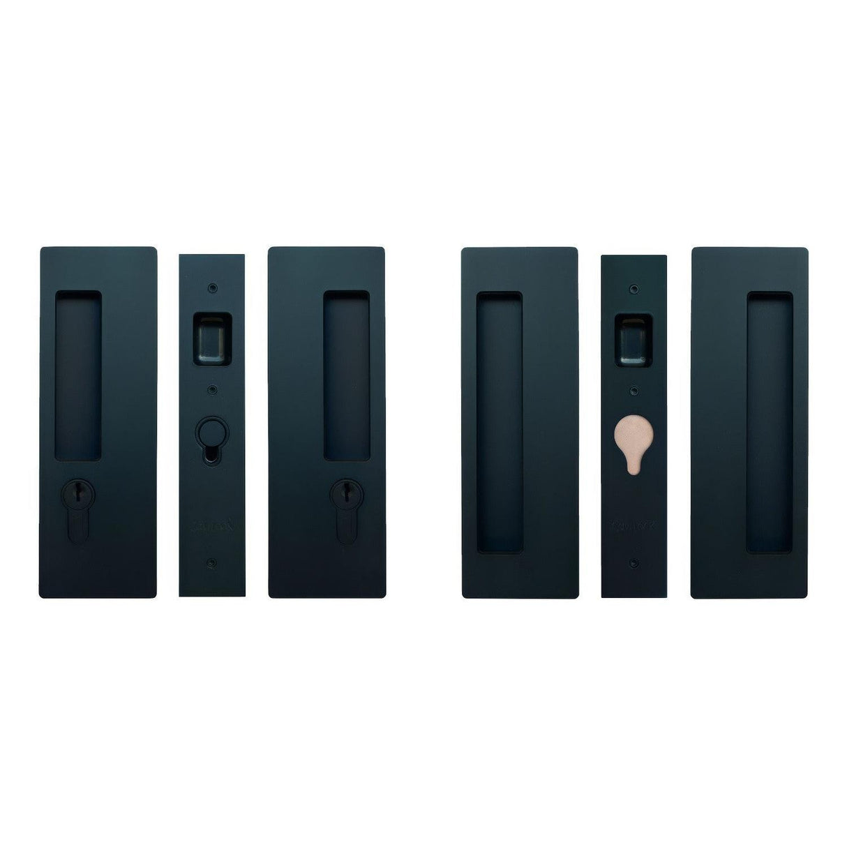 Cavilock CL400D0465 1 3/4" Double Door Key/Key Key Locking Lock Set Pocket Door Lock Matte Black
