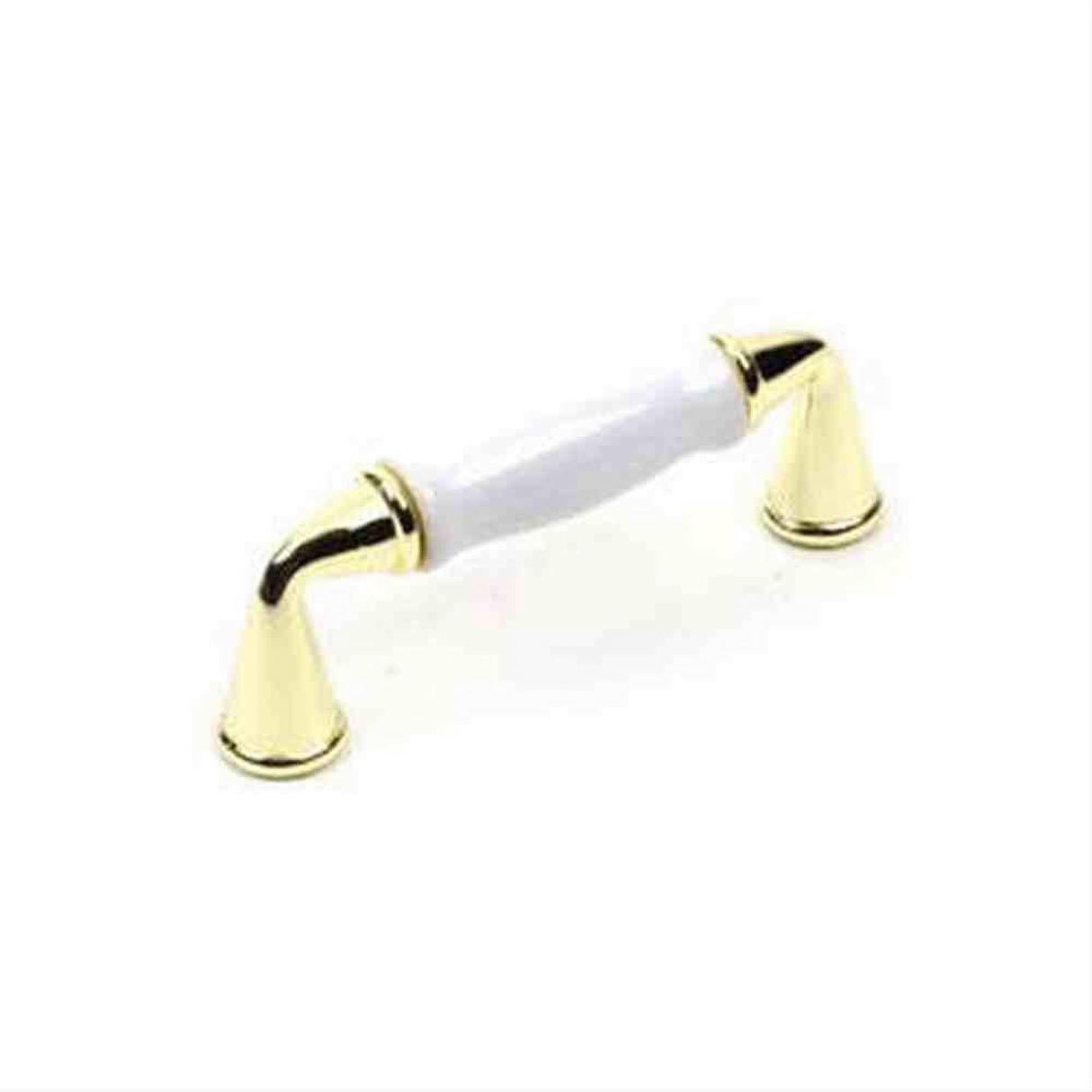 Century Hardware 20433-3WT Yaletown 3" Centers Cabinet Pull Bright Brass/White Ceramic