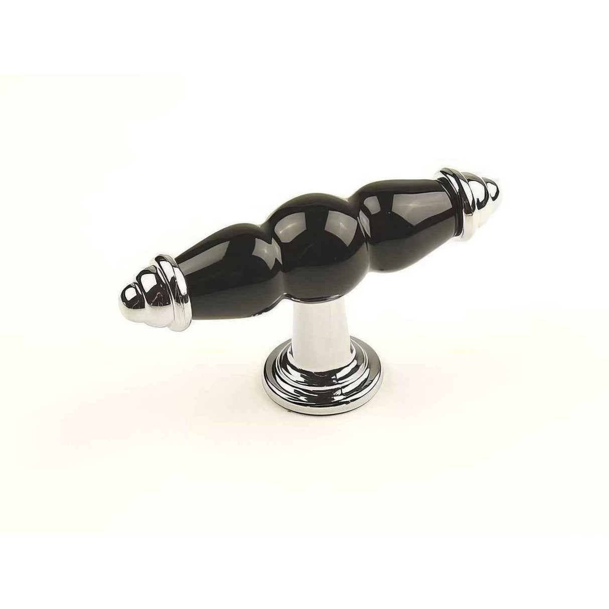 Century Hardware 27429-26BK Nordic 3-3/8" Overall Length T-Shaped Cabinet Knob Polished Chrome/Plain Black