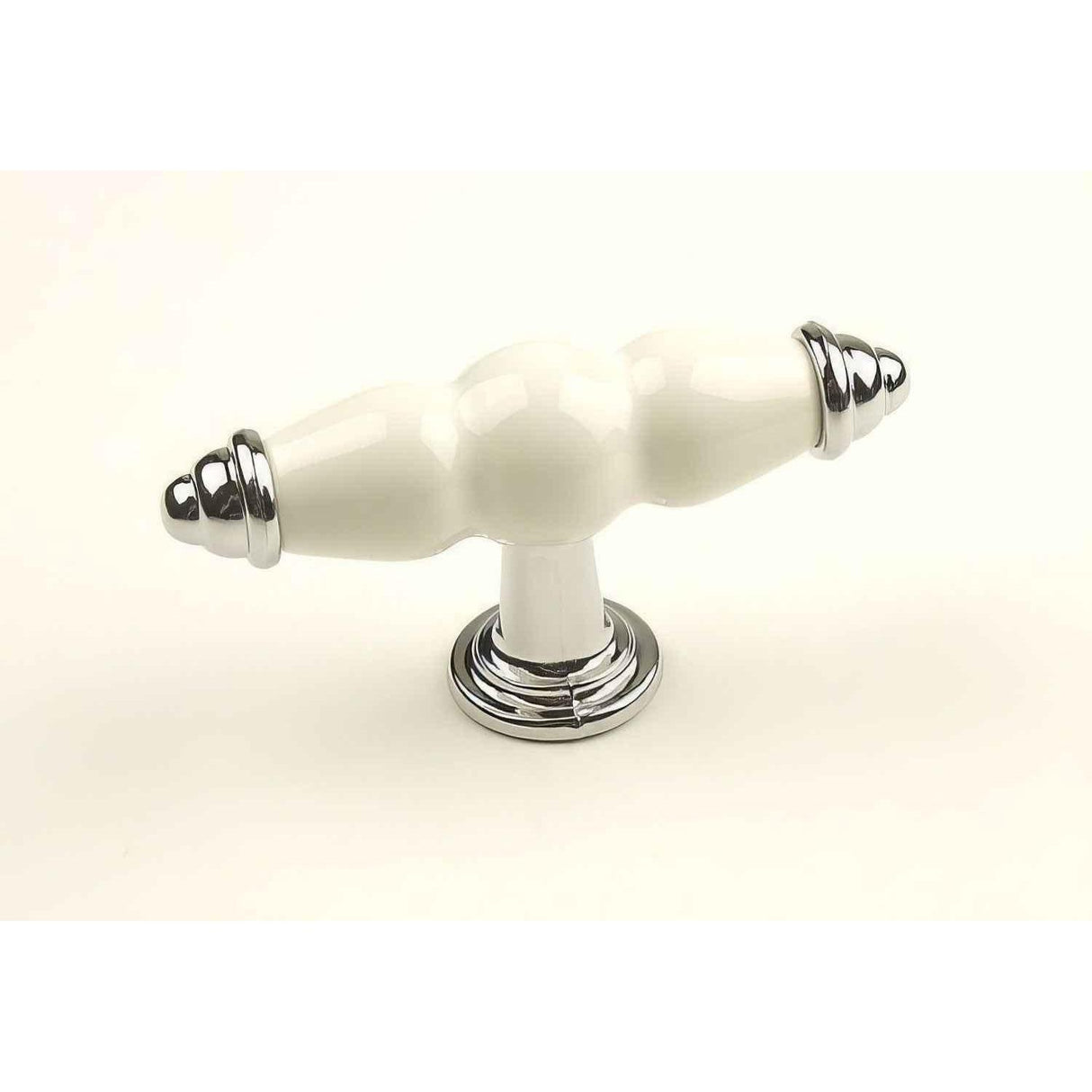 Century Hardware 27429-26WT Nordic 3-3/8" Overall Length T-Shaped Cabinet Knob Polished Chrome/White