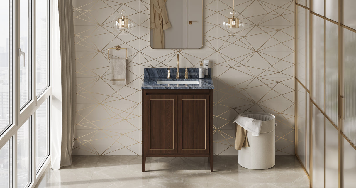 Jeffrey Alexander Percival 30" Dark Walnut Single Sink Bathroom Vanity with Grey Marble Top - 8 in. Widespread Faucet Top product image 6