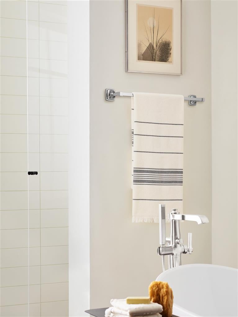 Amerock BH3609426 Stature Chrome Towel Bar Lifestyle Image Close Crop 2