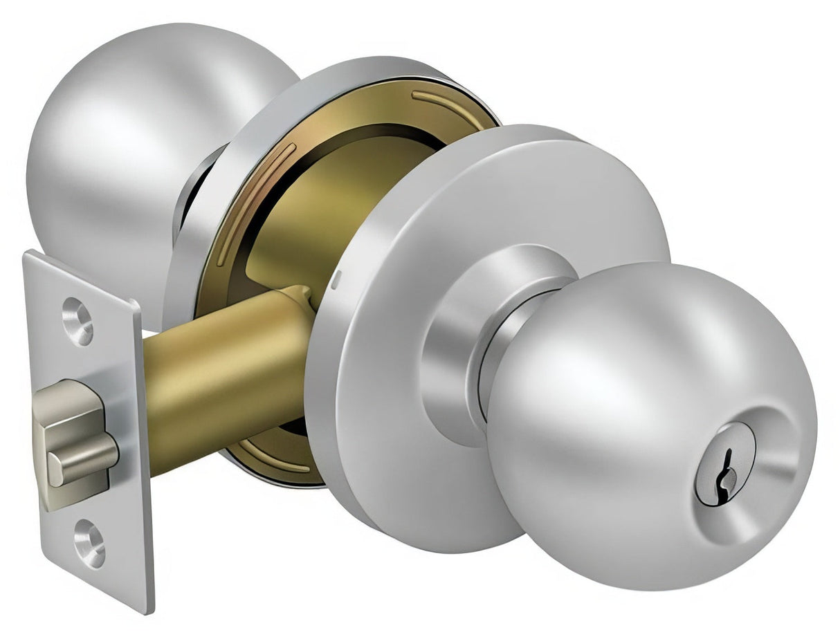 Deltana CL104EAC-32D Commercial storeroom door knob in stainless steel, front view