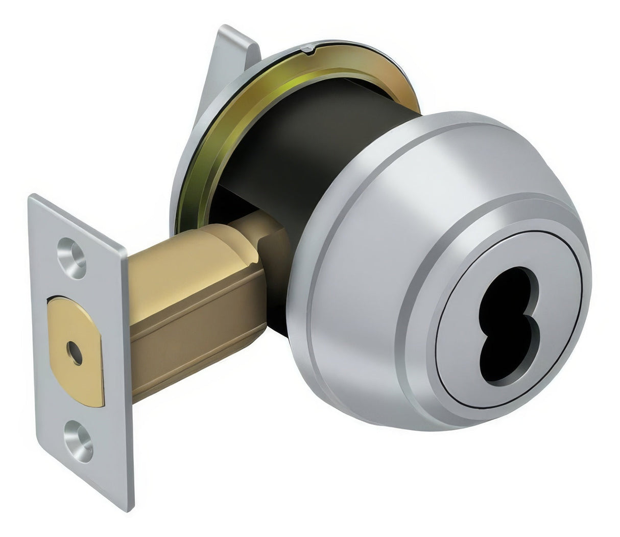 Deltana CL200LMIC-26D deadbolt less cylinder in satin chrome, front view