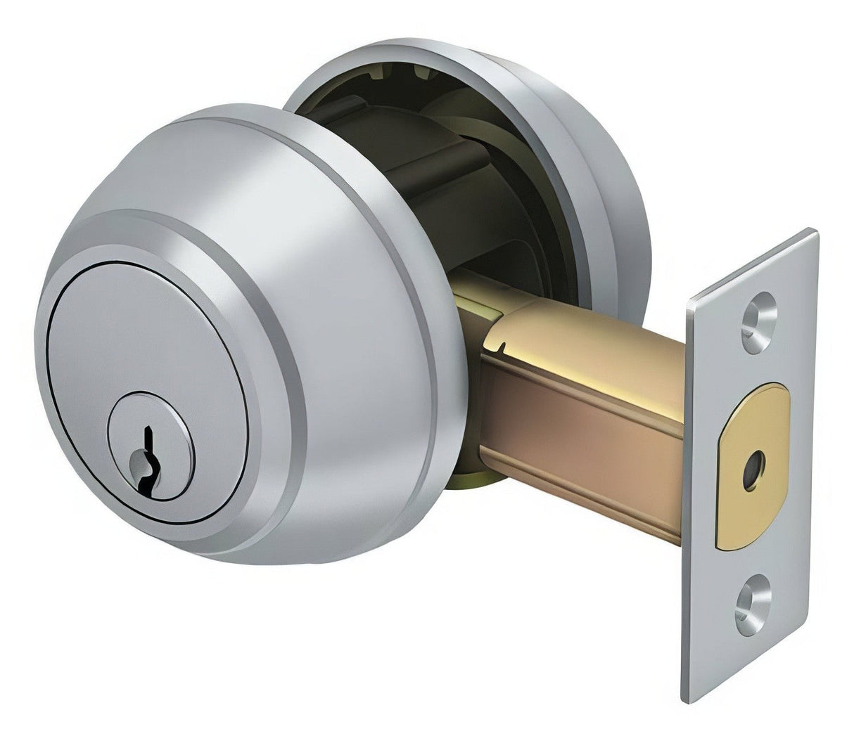 Deltana CL210LM-26D double cylinder deadbolt in satin chrome, additional view