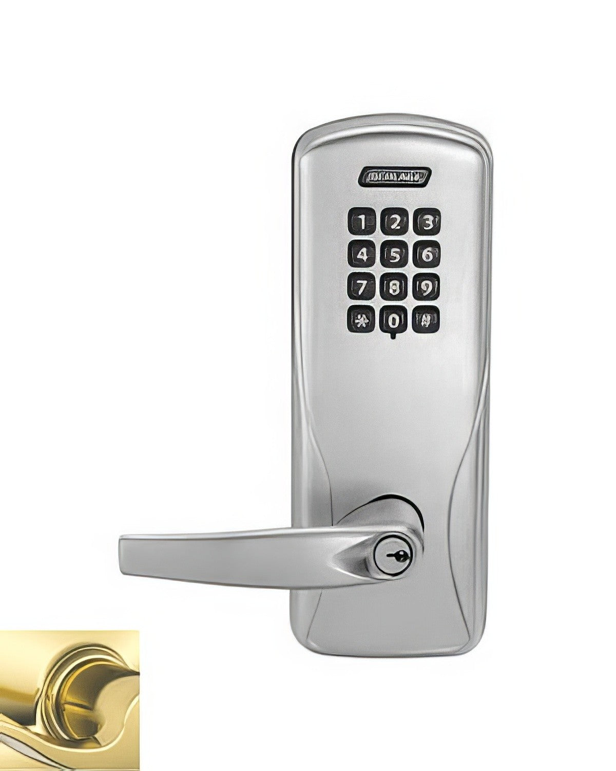 Schlage CO100CY70KPATH605 polished brass keypad entry door lever
