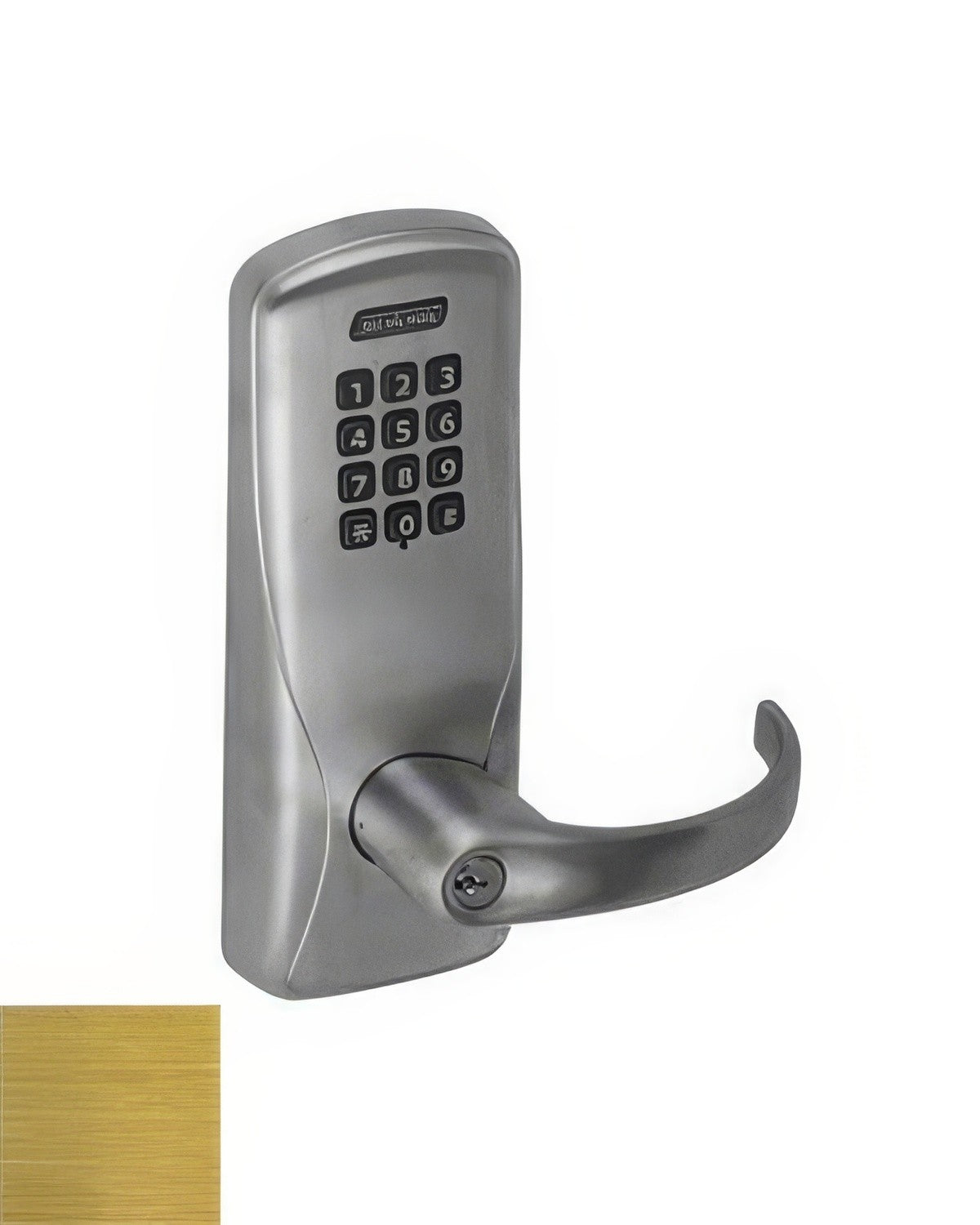 Schlage CO100MS70KPSPA606 satin brass keypad entry door lever