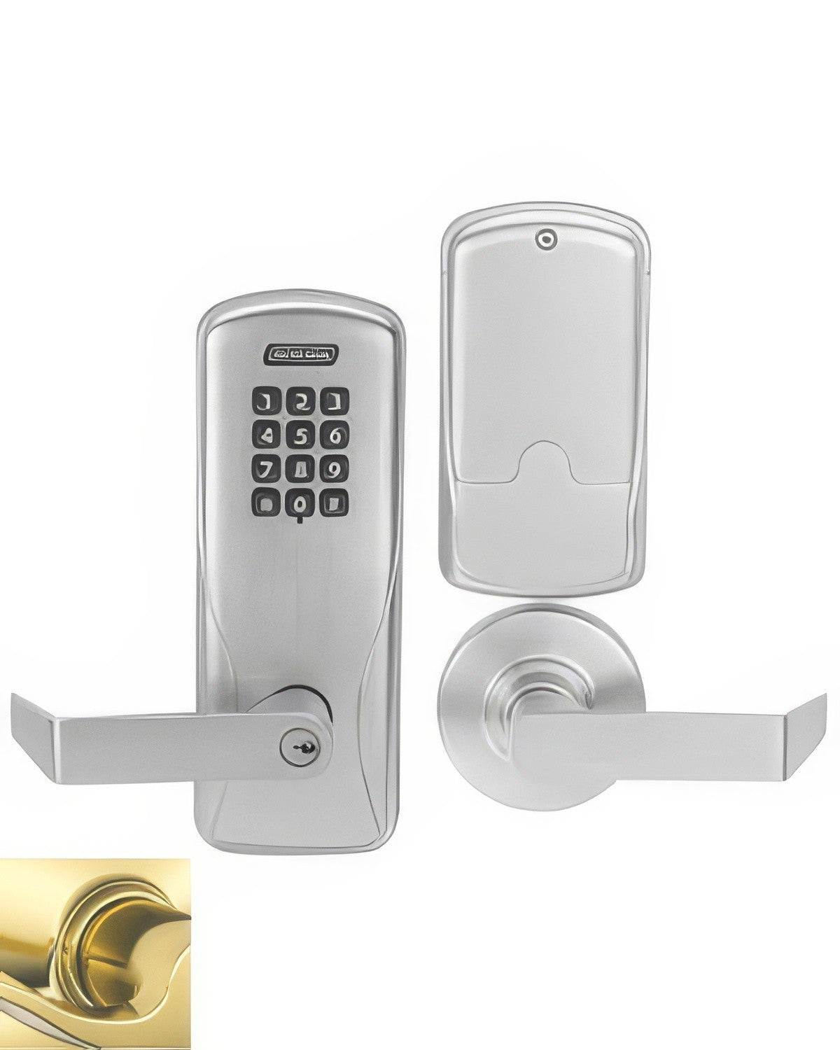 Schlage CO200MS70KPRHO605 polished brass keypad entry door lever