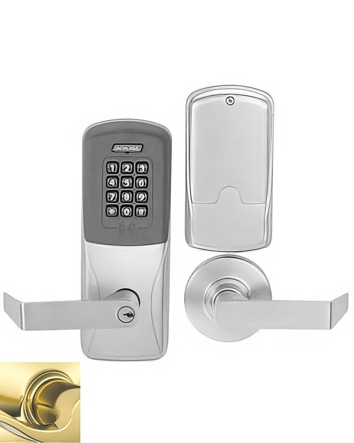 Schlage CO200MS70PRKRHO605 polished brass keypad entry door lever