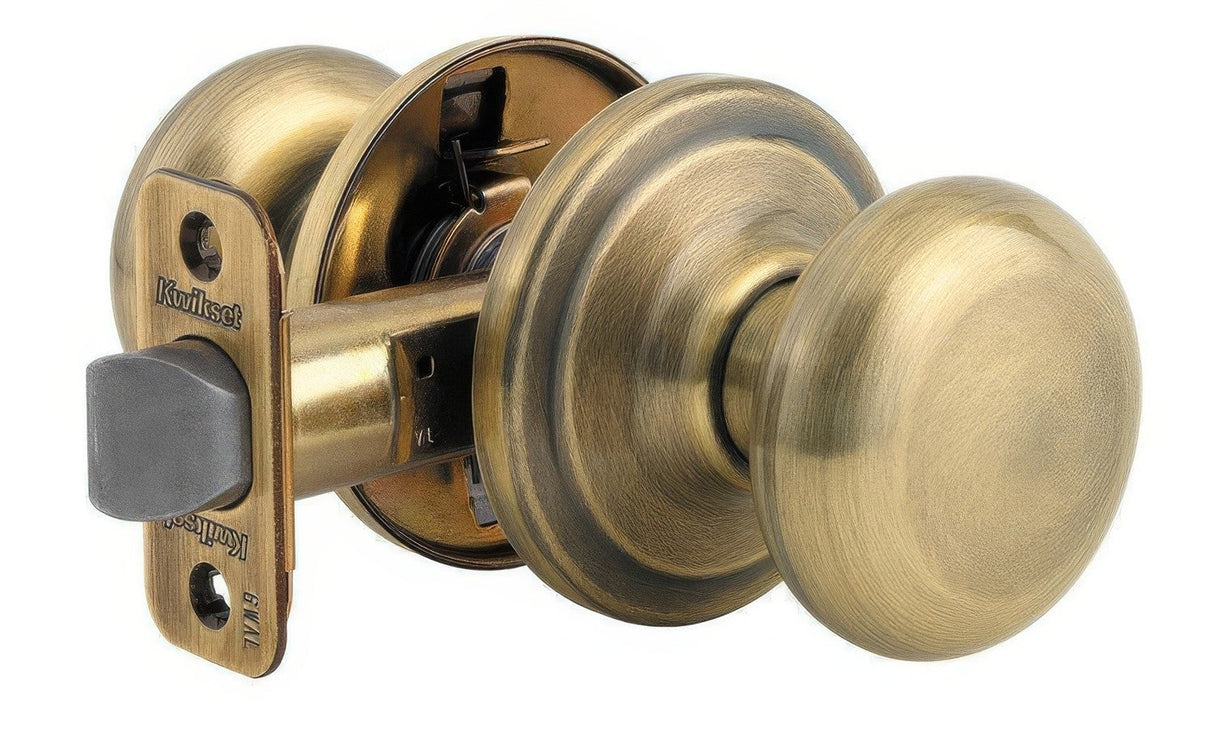 Kwikset CP720J-5 antique brass passage door knob