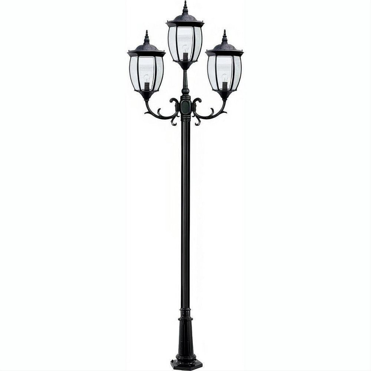 Dabmar Lighting GM1023-B Cast Alum 3 Post Top Fixture Pole + Base 120V E26 3X No Lamp Black