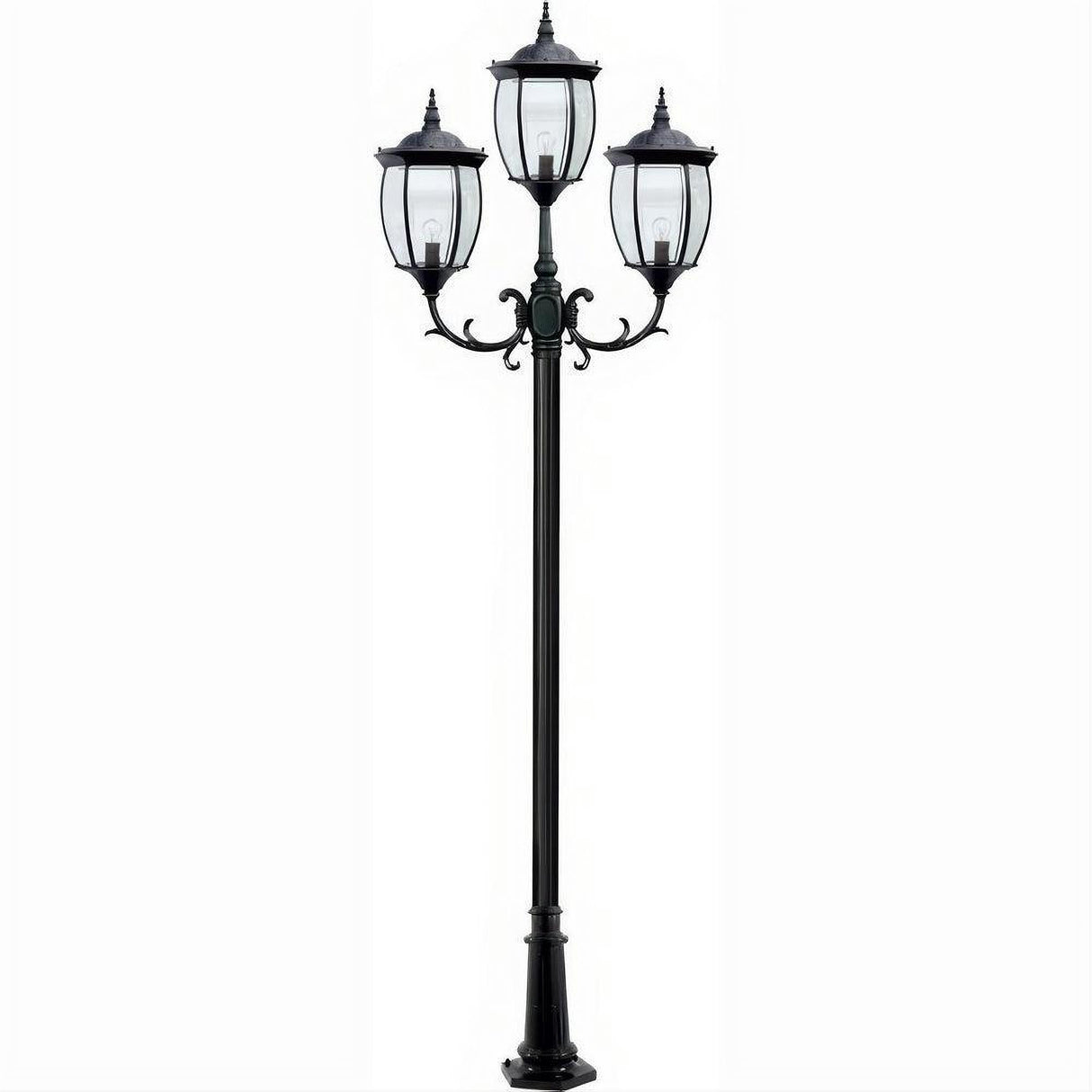 Dabmar Lighting GM1023-L18-RGBW-B Cast Alum 3 Post Top Fixture Pole + Base 86V-265V E26 3X LED 6W RGBW Black