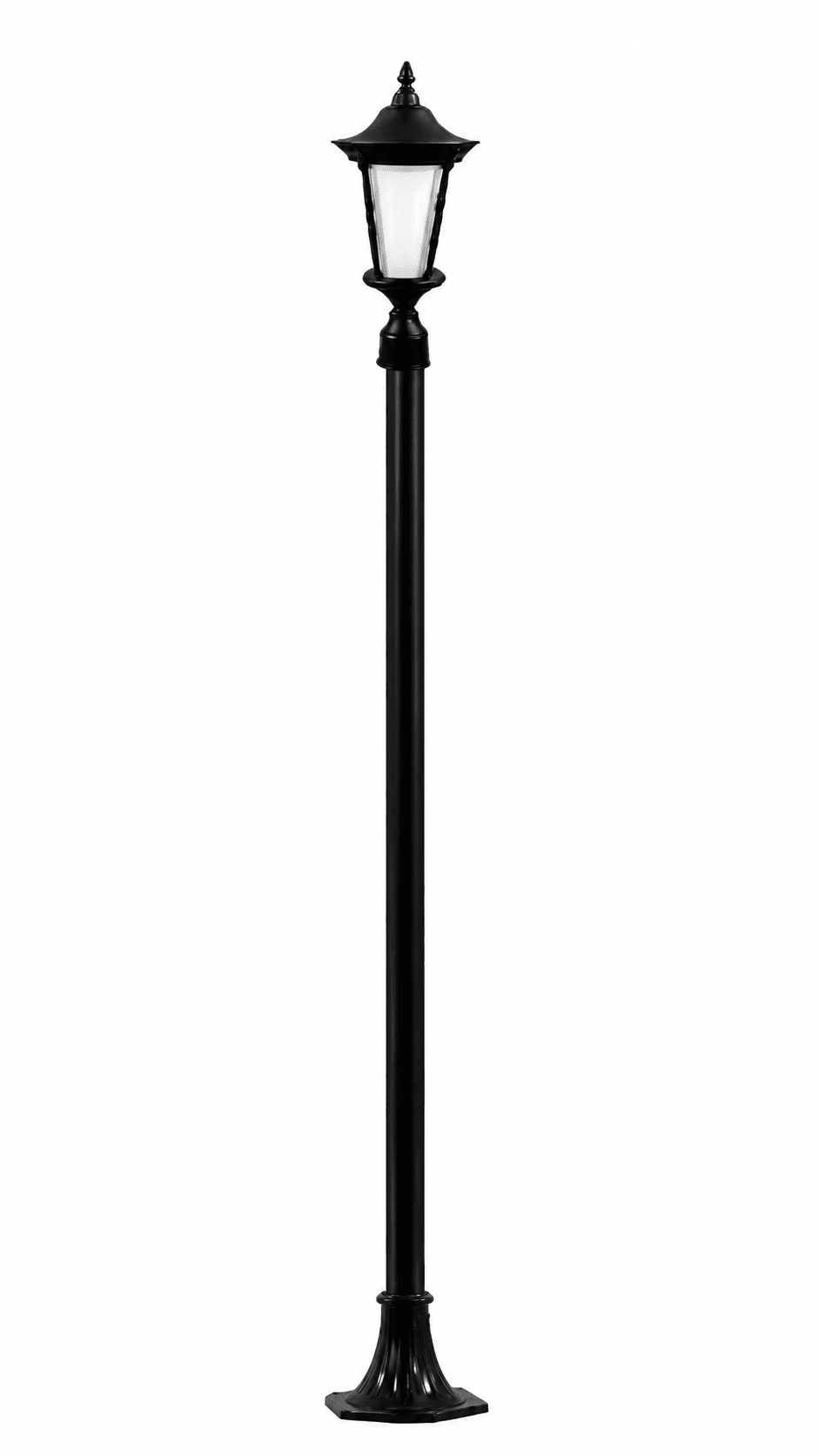 Dabmar Lighting GM1121-L18-65K-B Cast Alum 1 Post Top Fixture Pole + Base 120V E26 LED 18W 65K Black