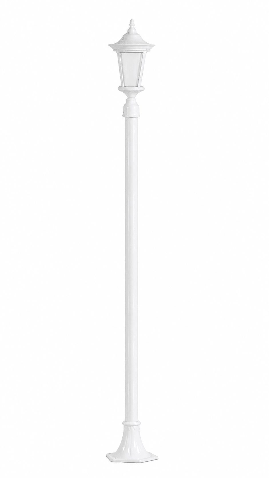 Dabmar Lighting GM1121-L18-65K-W Cast Alum 1 Post Top Fixture Pole + Base 120V E26 LED 18W 65K White