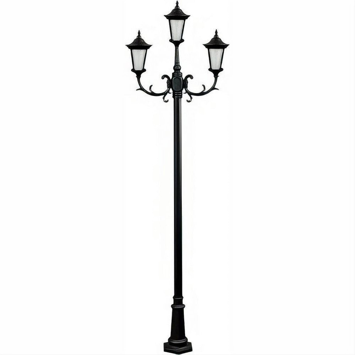 Dabmar Lighting GM1123-L18-RGBW-B Cast Alum 3 Post Top Fixture Pole + Base 86V-265V E26 3X LED 6W RGBW Black