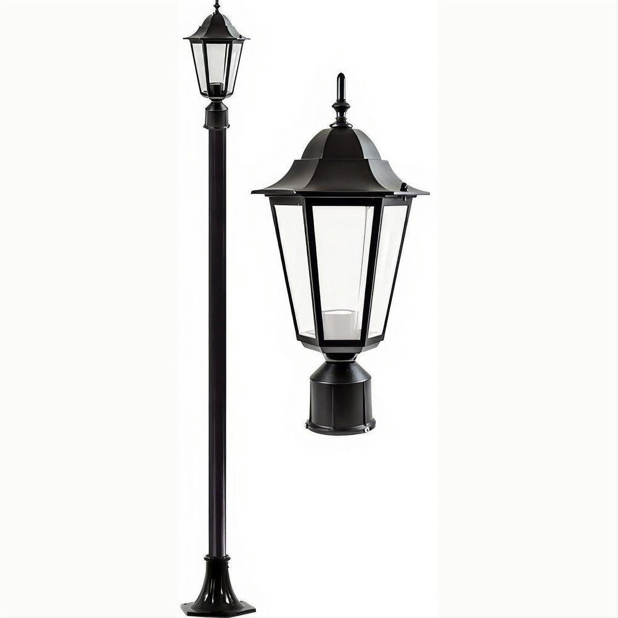 Dabmar Lighting GM1321S-L6-RGBW-B-FR-FR Cast Alum 1 Post Top Fixture Pole + Base 86V-265V E26 LED 6W RGBW Frost Black