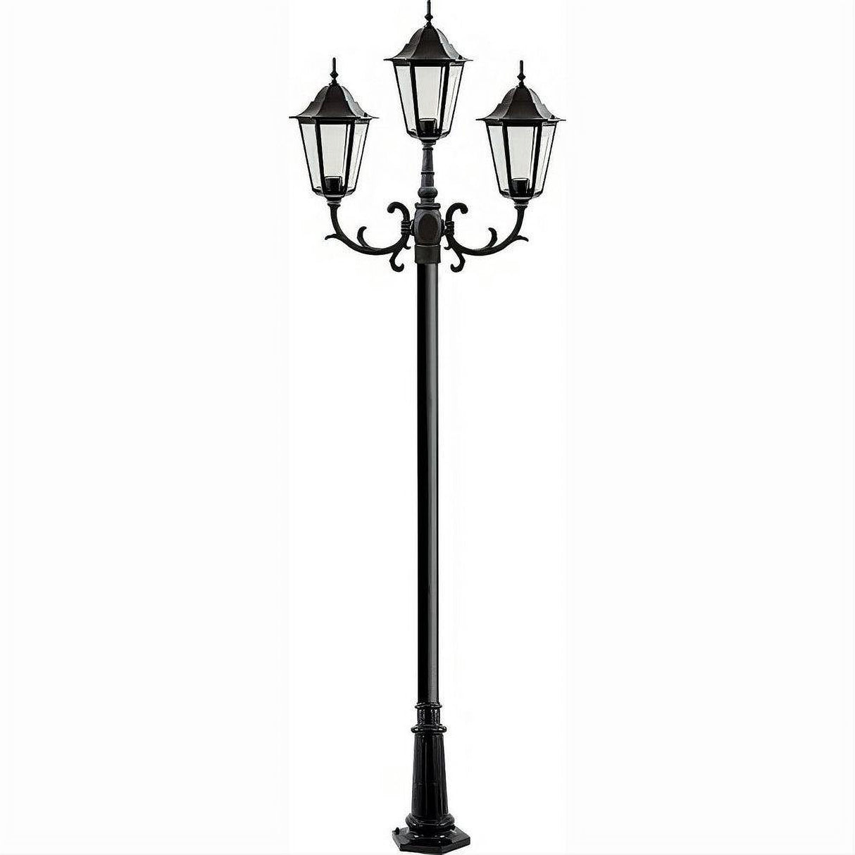 Dabmar Lighting GM1323S-B Cast Alum 3 Post Top Fixture Pole + Base 120V E26 3X No Lamp Black