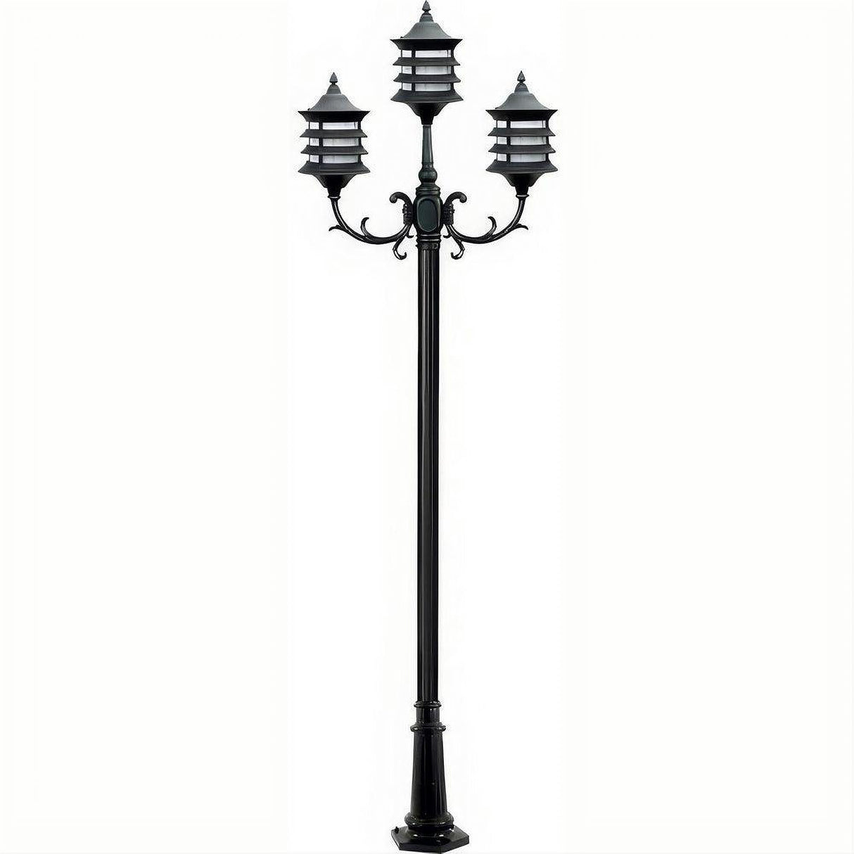 Dabmar Lighting GM1823-L18-RGBW-B Cast Alum 3 Post Top Fixture Pole + Base 86V-265V E26 3X LED 6W RGBW Black