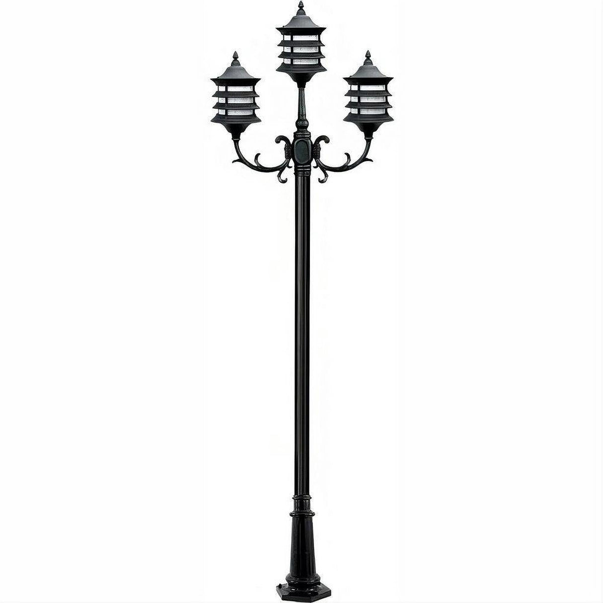 Dabmar Lighting GM1823-L27-40K-B Cast Alum 3 Post Top Fixture Pole + Base 120V GU24 3X LED 9W 40K Black